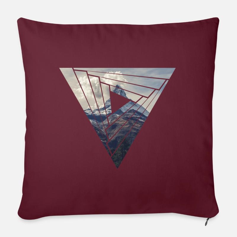 Matterhorn Zermatt Dreieck Design - Sofakissenbezug 45 x 45 cm - Burgunderrot