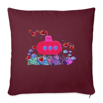 sous-marin,fraises, poissons, coraux,mer - Housse de coussin décorative 45 x 45 cm - bordeaux - Devant