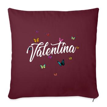 VALENTINA - Nom de la fille et papillons colorés - Housse de coussin décorative 45 x 45 cm - bordeaux - Devant