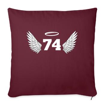 Numéro 74 ange - 74e anniversaire ailes - Housse de coussin décorative 45 x 45 cm - bordeaux - Devant