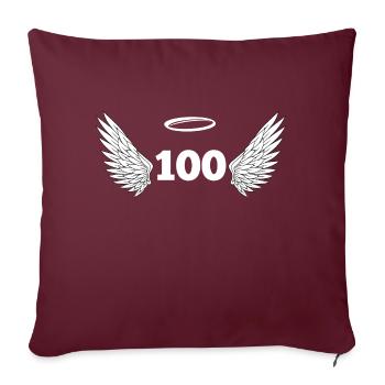 Numéro 100 ange - 100e anniversaire ailes - Housse de coussin décorative 45 x 45 cm - bordeaux - Devant
