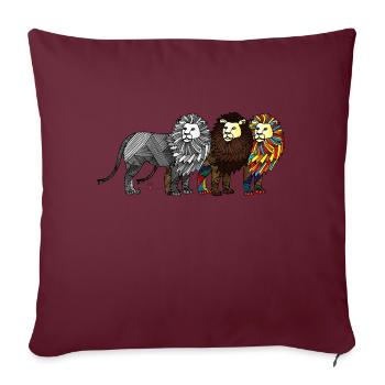 Le pouvoir des trois lions - Les gardiens d'Orbis - Housse de coussin décorative 45 x 45 cm - bordeaux - Devant