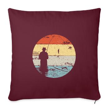 Pêche à la mouche du saumon, de la truite brune et de la truite de mer - Housse de coussin décorative 45 x 45 cm - bordeaux - Devant