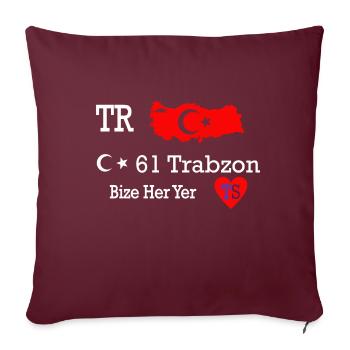61 Trabzon Bize Her Yer TS - Housse de coussin décorative 45 x 45 cm - bordeaux - Devant