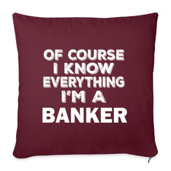 Banquier drôle, banquier fier je sais tout - Housse de coussin décorative 45 x 45 cm - bordeaux - Devant