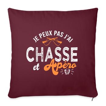 je peux pas j ai chasse Cadeau cool chasseur - Housse de coussin décorative 45 x 45 cm - bordeaux - Devant