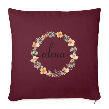 Alena! Name Floral - Sofakissenbezug 45 x 45 cm - Burgunderrot - Vorne