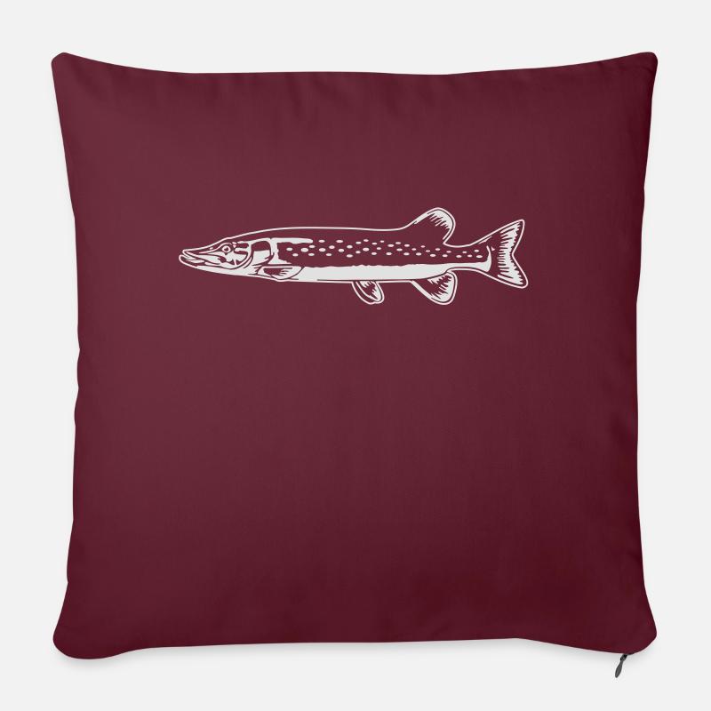 Brochet - Housse de coussin décorative 45 x 45 cm - bordeaux