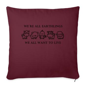 nous sommes tous des terriens que nous voulons tous vivre végétalien - Housse de coussin décorative 45 x 45 cm - bordeaux - Devant