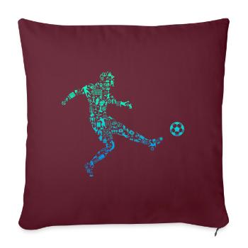 Soccer Calligram Soccer Ball Amateur de football - Housse de coussin décorative 45 x 45 cm - bordeaux - Devant