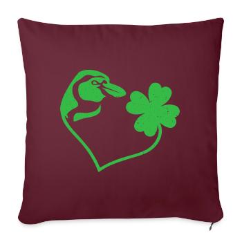 Pingouin Shamrock Lucky Charm Amour - Housse de coussin décorative 45 x 45 cm - bordeaux - Devant
