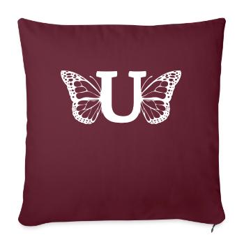 Buchstabe U Schmetterling - Sofakissenbezug 45 x 45 cm - Burgunderrot - Vorne