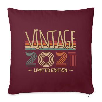 Jahrgang 2021 Retro 2021 Geburtstagsgeschenk - Sofakissenbezug 45 x 45 cm - Burgunderrot - Vorne