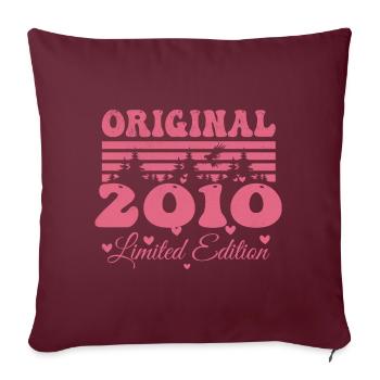 Cadeau 14e Anniversaire 2010 Femme | Né en 2010 - Housse de coussin décorative 45 x 45 cm - bordeaux - Devant