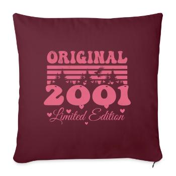 Cadeau 23e Anniversaire 2001 Femme | Né en 2001 - Housse de coussin décorative 45 x 45 cm - bordeaux - Devant