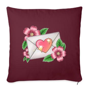 Enveloppe avec des fleurs - Housse de coussin décorative 45 x 45 cm - bordeaux - Devant