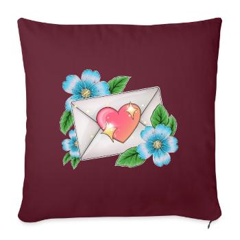 Enveloppe avec des fleurs - Housse de coussin décorative 45 x 45 cm - bordeaux - Devant