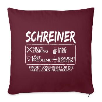 Der Schreiner - Sofakissenbezug 45 x 45 cm - Burgunderrot - Vorne