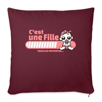 annonce grossesse - c'est une fille - Housse de coussin décorative 45 x 45 cm - bordeaux - Devant