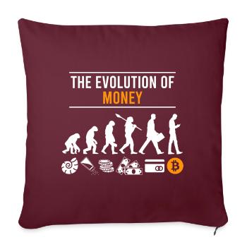 Crypto BTC Bitcoin L’évolution de l’argent - Housse de coussin décorative 45 x 45 cm - bordeaux - Devant