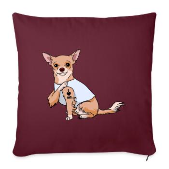J’aime papa Tatouage Chihuahua Chien Fête des pères - Housse de coussin décorative 45 x 45 cm - bordeaux - Devant