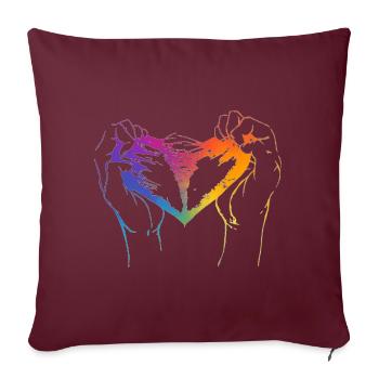 Cœur déchiré aux couleurs de l’arc-en-ciel pour la fierté - Housse de coussin décorative 45 x 45 cm - bordeaux - Devant