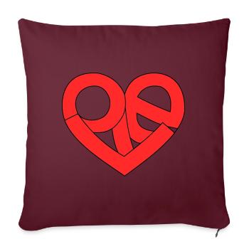 L’amour dans le cœur - Housse de coussin décorative 45 x 45 cm - bordeaux - Devant