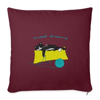 Chemise de couchage Sweet Dreams chat dort sur des oreillers - Housse de coussin décorative 45 x 45 cm - bordeaux - Devant