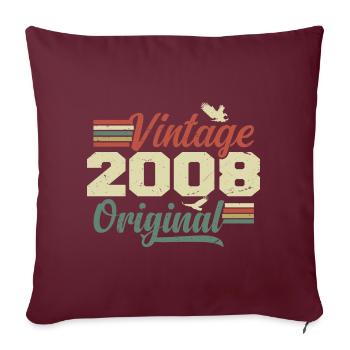 Vintage 2008 Cadeau Anniversaire 2008 Retro - Housse de coussin décorative 45 x 45 cm - bordeaux - Devant