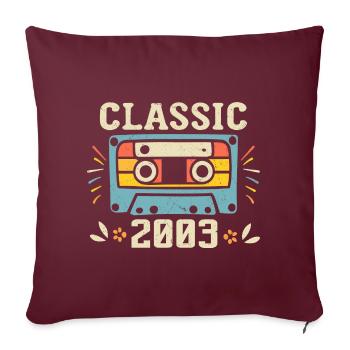 Vintage 2003 Retro Geburtstagskassette 2003 - Sofakissenbezug 45 x 45 cm - Burgunderrot - Vorne