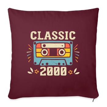 Vintage 2000 Cassette D'anniversaire Rétro 2000 - Housse de coussin décorative 45 x 45 cm - bordeaux - Devant