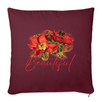 Fleurs Beautiful Déméter - Housse de coussin décorative 45 x 45 cm - bordeaux - Devant