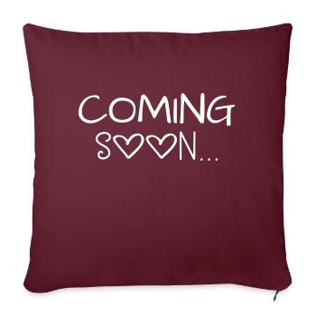 Coming soon cadeau Grossesse Enceinte - Housse de coussin décorative 45 x 45 cm - bordeaux - Devant