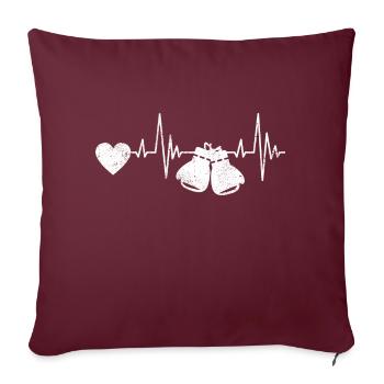 Boxer Arts Martiaux Heartbeat Gants de Boxe Boxe - Housse de coussin décorative 45 x 45 cm - bordeaux - Devant