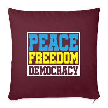 | changeable de couleur Paix Liberté Démocratie - Housse de coussin décorative 45 x 45 cm - bordeaux - Devant