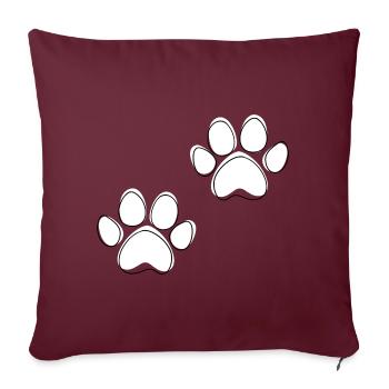 Pattes de chien - Housse de coussin décorative 45 x 45 cm - bordeaux - Devant