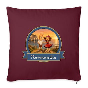 Kek & Ina en Normandie - Souvenir de France - Housse de coussin décorative 45 x 45 cm - bordeaux - Devant