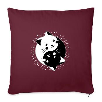 Cool chaton yin yang chats chat idée cadeau - Housse de coussin décorative 45 x 45 cm - bordeaux - Devant