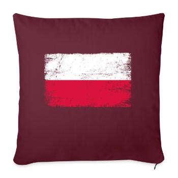 Pologne Drapeau polonais pour les patriotes - Housse de coussin décorative 45 x 45 cm - bordeaux - Devant