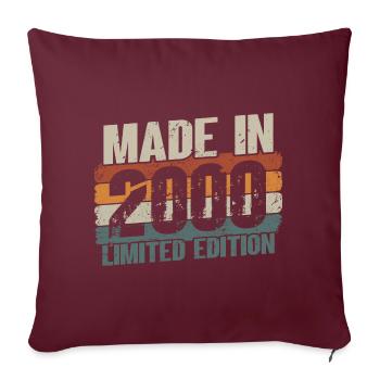 Né en 2000 21 ans - Housse de coussin décorative 45 x 45 cm - bordeaux - Devant