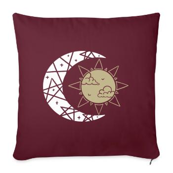 Geometrische Sonne und Mond in Harmonie - Sofakissenbezug 45 x 45 cm - Burgunderrot - Vorne