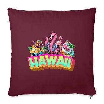 Hawaii Summer Flamingo Palm Tree Beach Ocean Vacation - Housse de coussin décorative 45 x 45 cm - bordeaux - Devant