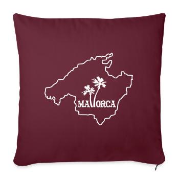 Carte de l’île de Majorque avec deux palmiers - Housse de coussin décorative 45 x 45 cm - bordeaux - Devant