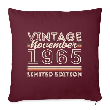 Né en novembre 1965 Anniversaire : novembre 1965 - Housse de coussin décorative 45 x 45 cm - bordeaux - Devant