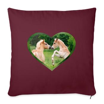 Haflinger Pferde lustige Fohlen Freunde mit Herz - Sofakissenbezug 45 x 45 cm - Burgunderrot - Vorne