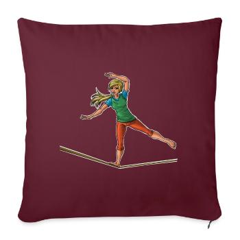 Weiblicher Slackliner - Slackline Liebhaber - Sofakissenbezug 45 x 45 cm - Burgunderrot - Vorne