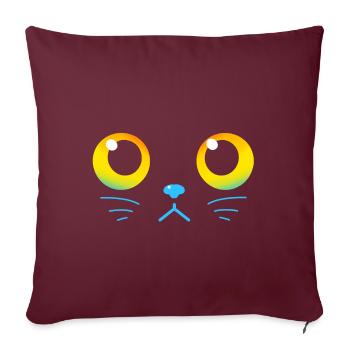 Curieux yeux de chat noir - Housse de coussin décorative 45 x 45 cm - bordeaux - Devant