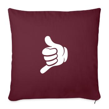 Main 🤙 Appelez-moi Tous les signaux de mains libres - Housse de coussin décorative 45 x 45 cm - bordeaux - Devant