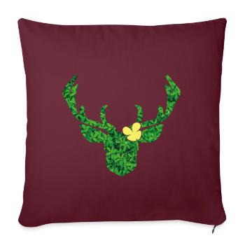 Hirsch mit Blume in gelb extra außergewöhnlich - Sofakissenbezug 45 x 45 cm - Burgunderrot - Vorne