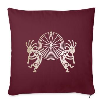 Kokopelli Duo - Man In The Maze - Vintage Grunge - Sofakissenbezug 45 x 45 cm - Burgunderrot - Vorne